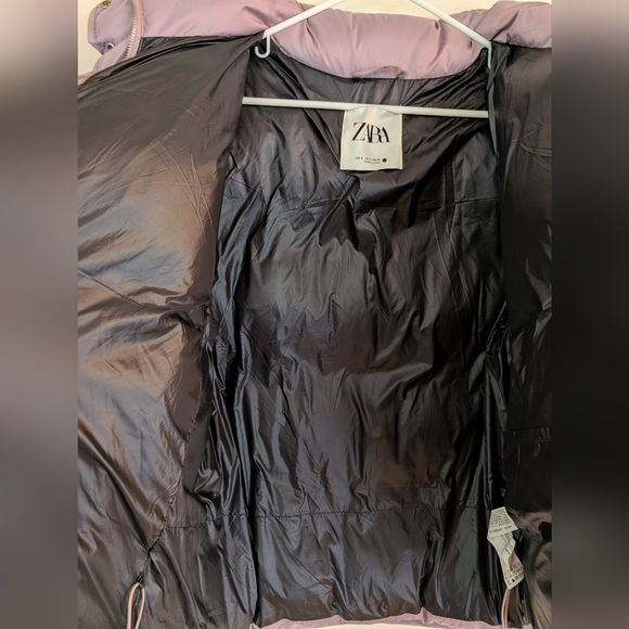 ZARA WATER REPELLENT LILAC LAVENDER PUFFER JACKET S - Picture 9 of 11